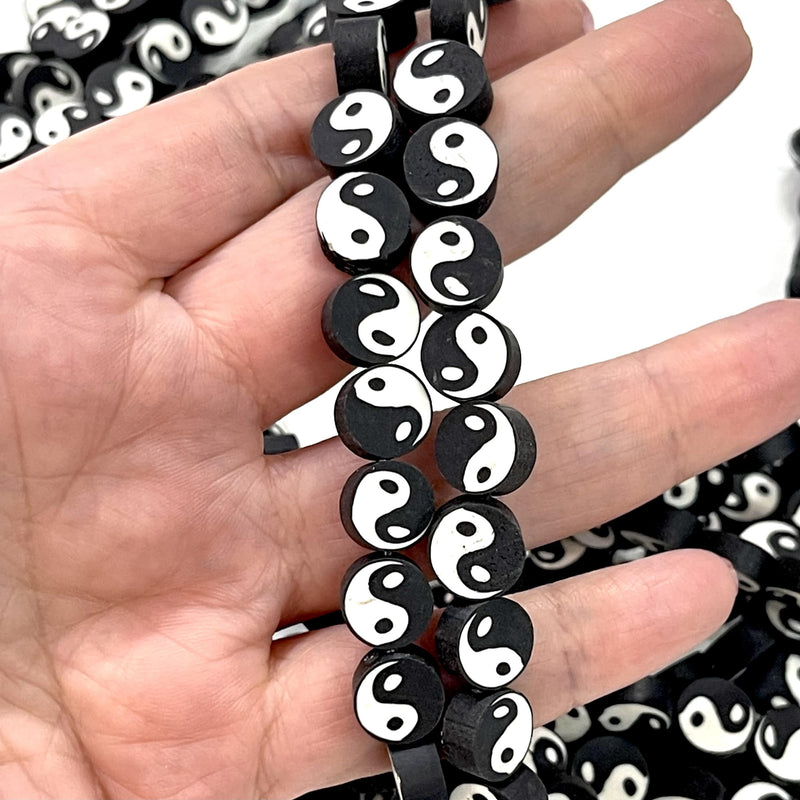 10 mm Polymer Clay Yin Yang Charms, 10 Perlen in einer Packung