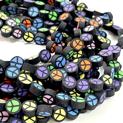 10mm Polymer Clay Peace Charms,10 Beads in a Pack