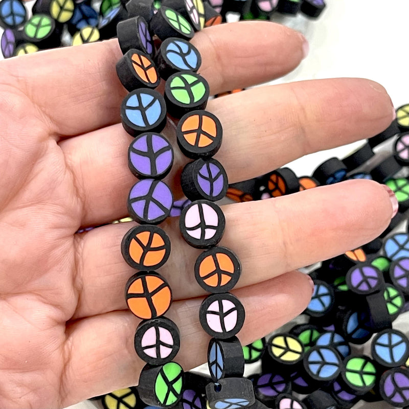 10mm Polymer Clay Peace Charms,10 Beads in a Pack