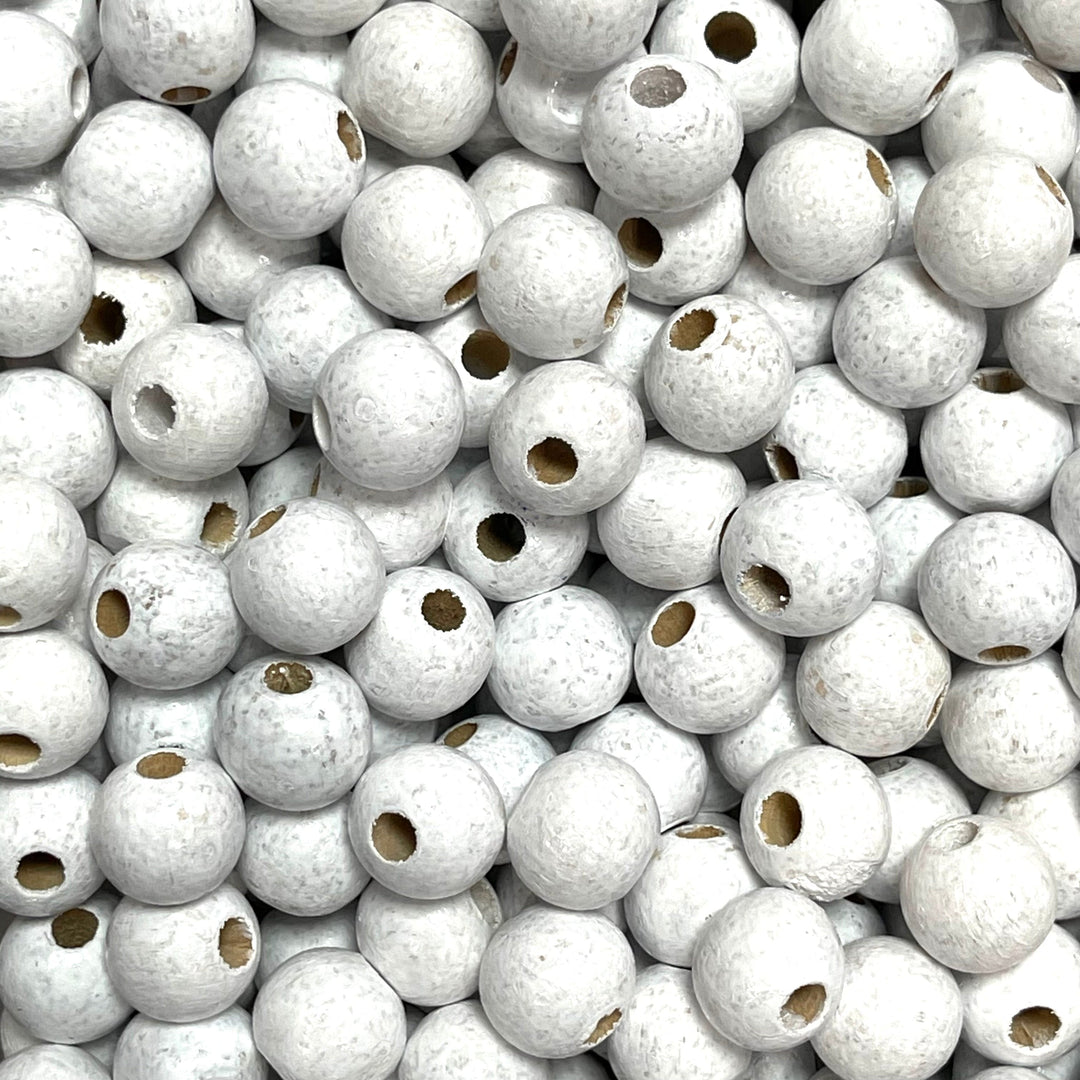 Large Hole Round Wooden Beads 15mm 10 Pieces in a pack