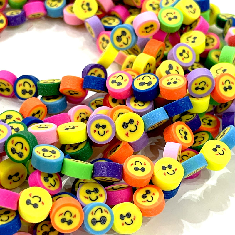 10 mm Polymer Clay Emoji Charms, 10 Perlen in einer Packung