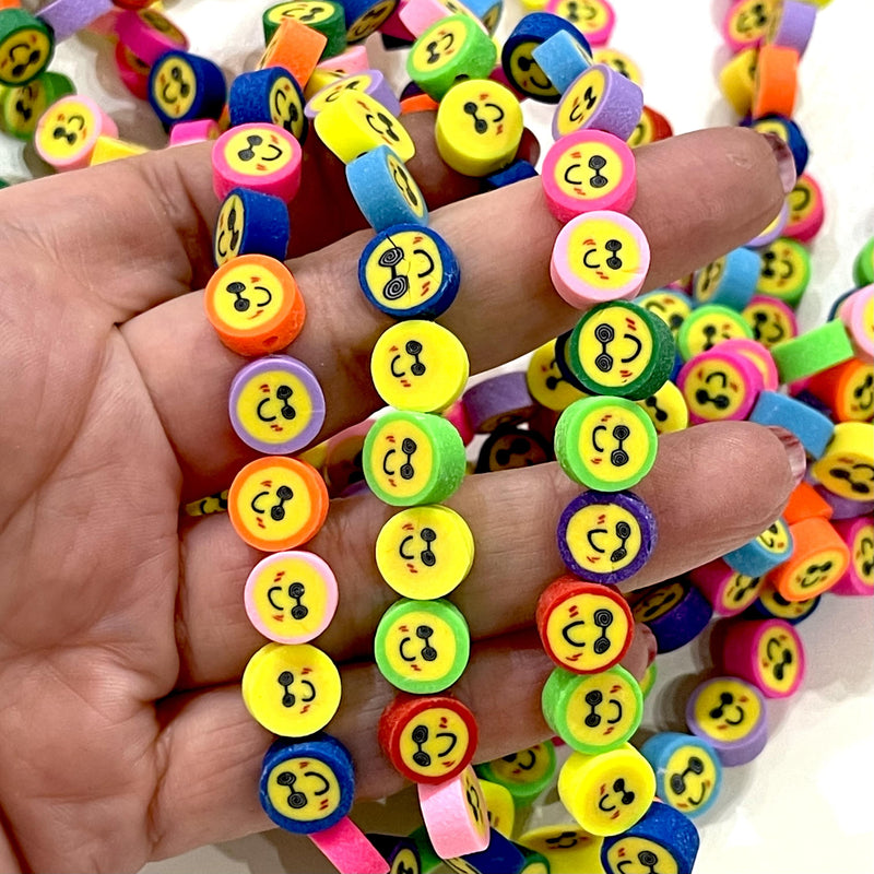 10 mm Polymer Clay Emoji Charms, 10 Perlen in einer Packung