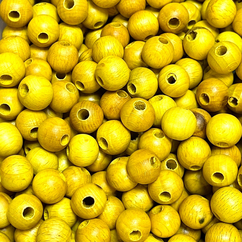 Large Hole Round Wooden Beads 15mm 10 Pieces in a pack