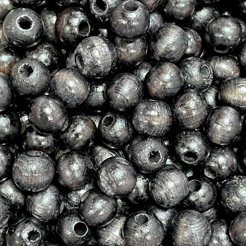 Perles rondes en bois à gros trous 15 mm 10 pièces dans un paquet