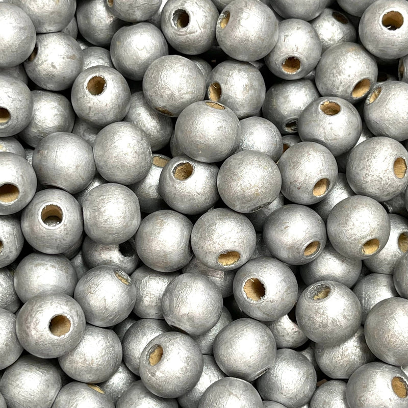 Perles rondes en bois à gros trous 15 mm 10 pièces dans un paquet