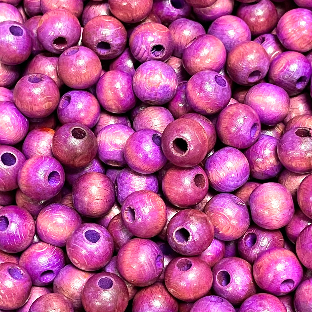 Large Hole Round Wooden Beads 15mm 10 Pieces in a pack