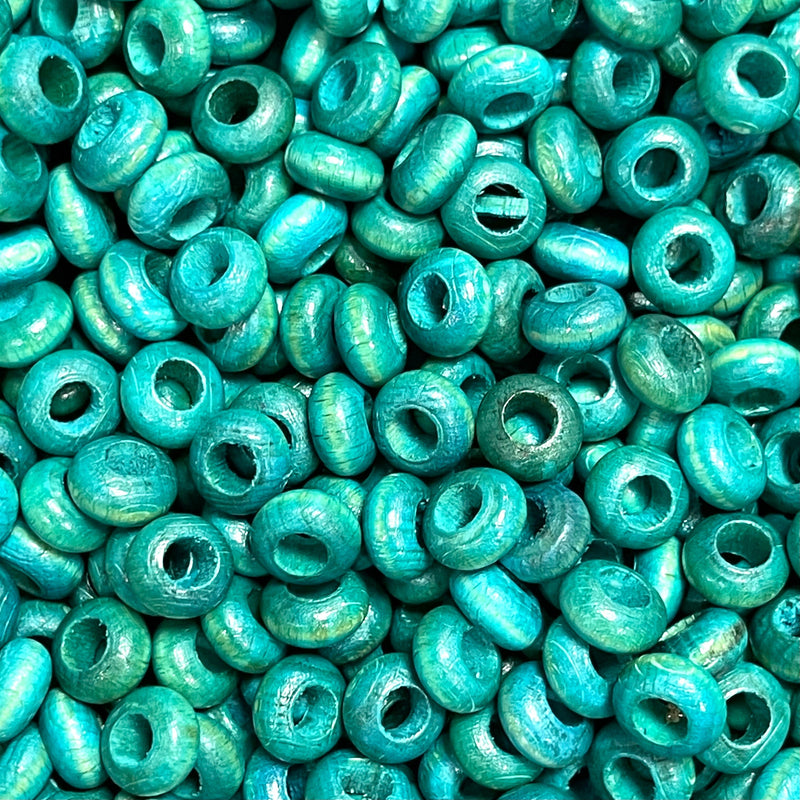 Rondell-Perlen aus Holz mit großen Löchern 13 x 7 mm, 20 Stück in einer Packung