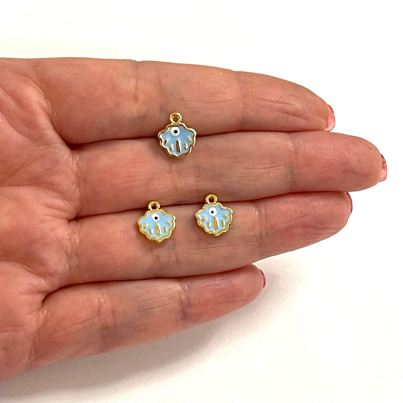 24Kt Gold Plated Enamelled Oyster Charms, 3 pcs in a pack
