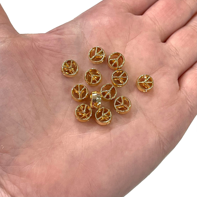 24Kt Gold Plated Peace Spacer Charms, 10 pcs in a pack,