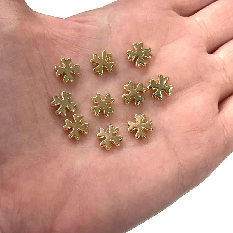 24Kt Gold Plated Clover Spacer Charms, 10 pcs in a pack,