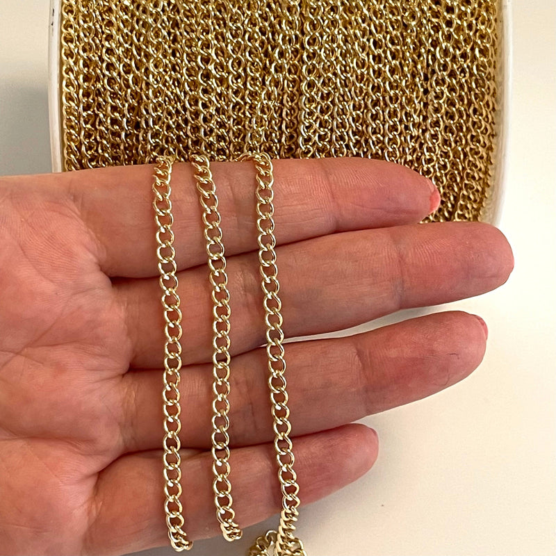 24Kt Gold Plated 5x3.5mm Gourmet Chain, Gold Plated Open Link Chain