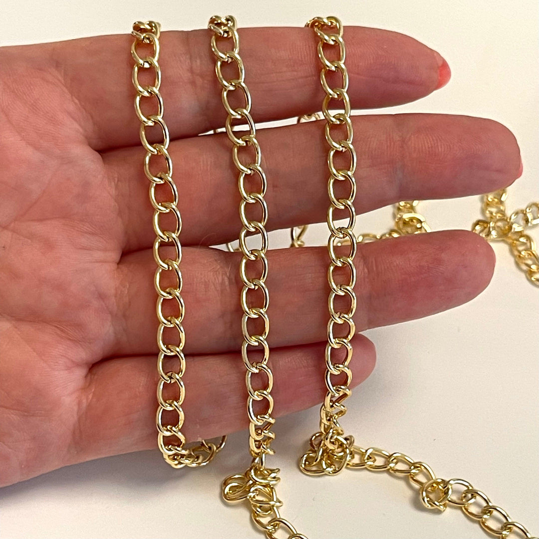 24Kt Gold Plated 7x5mm Gourmet Chain, Gold Plated Open Link Chain