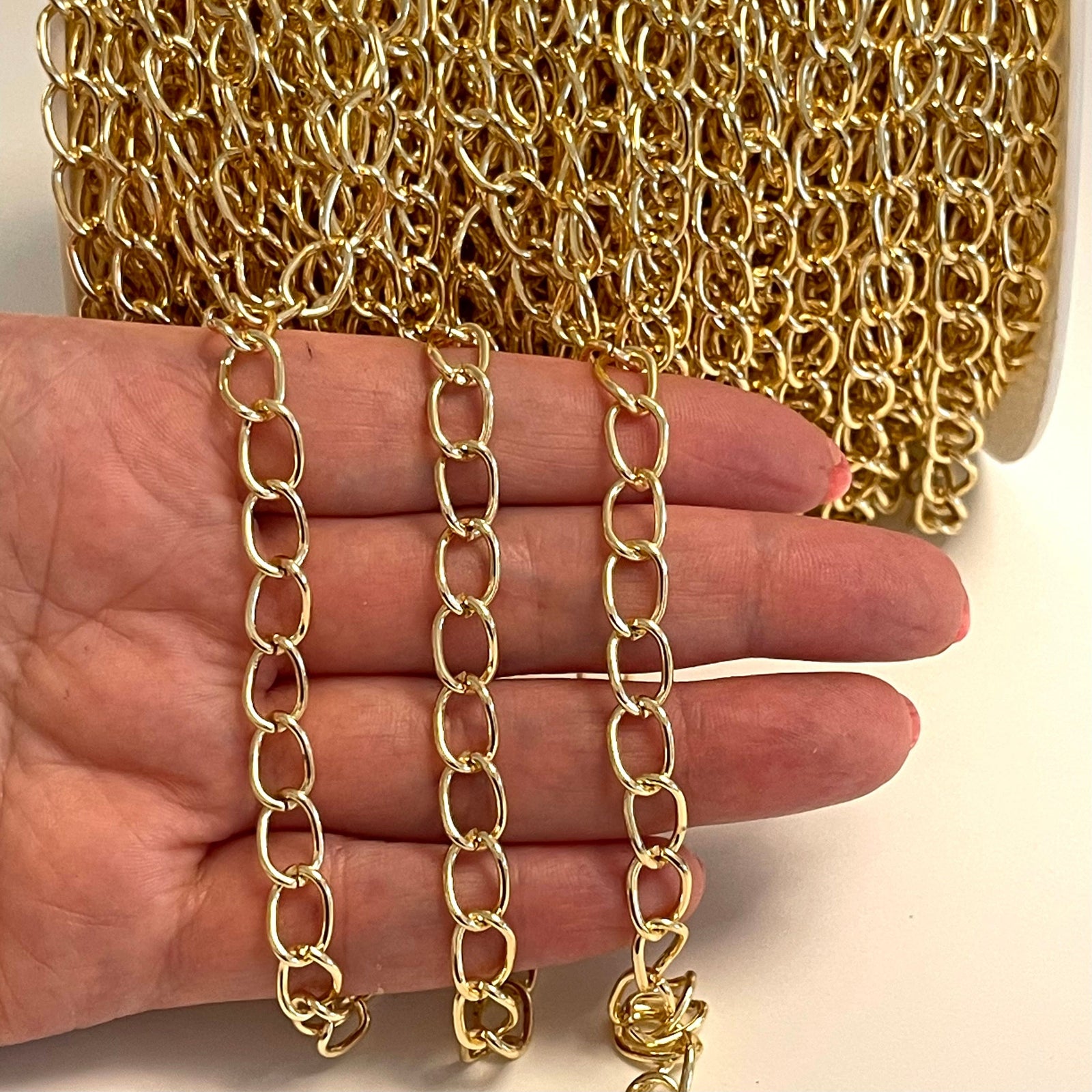 24Kt Gold Plated 10x7mm Gourmet Chain, Gold Plated Open Link Chain