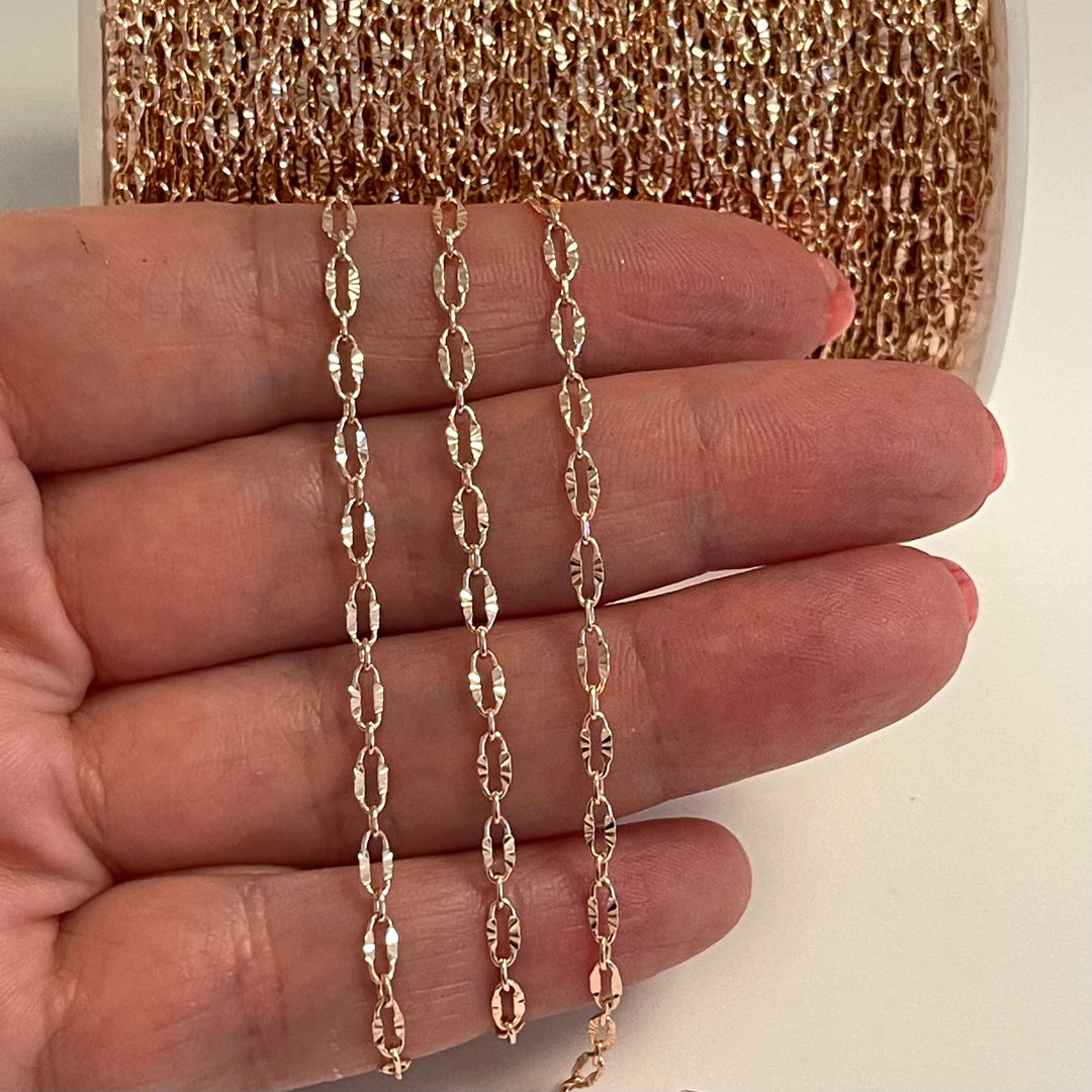 Rose Gold Plated Brass Chain, 5x2 mm Rose Gold Plated Chain,