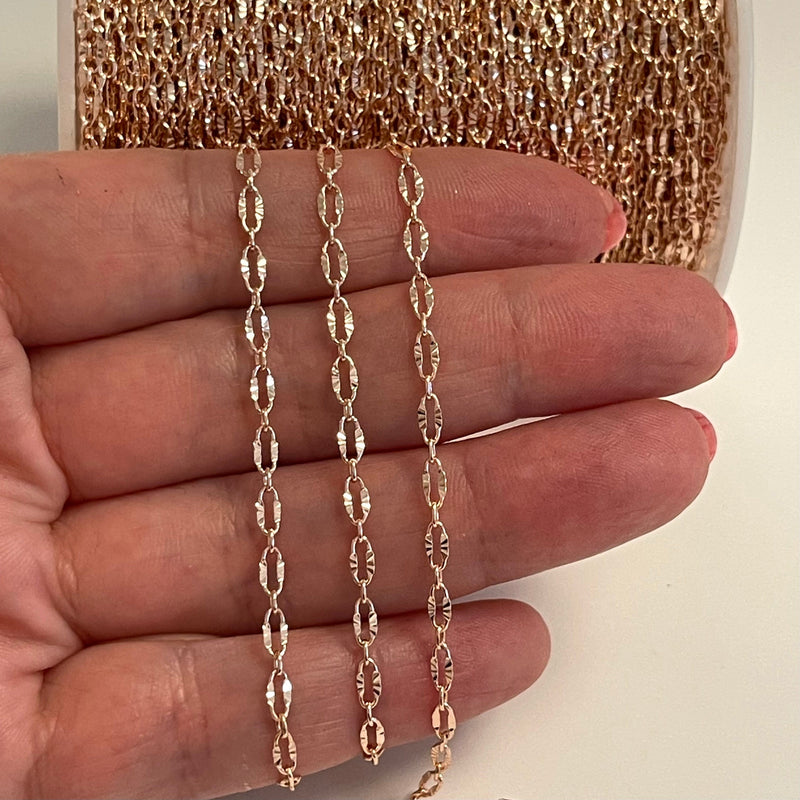 Rose Gold Plated Brass Chain, 5x2 mm Rose Gold Plated Chain,