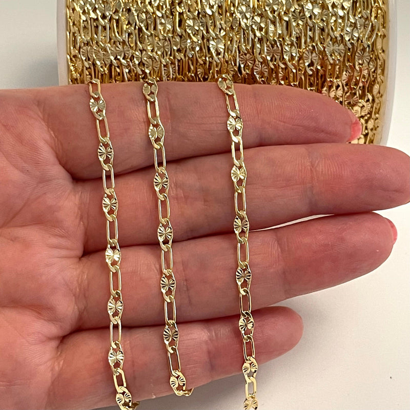 24Kt Shiny Gold Plated Brass Chain, 7x2.5 mm Gold Plated Chain,