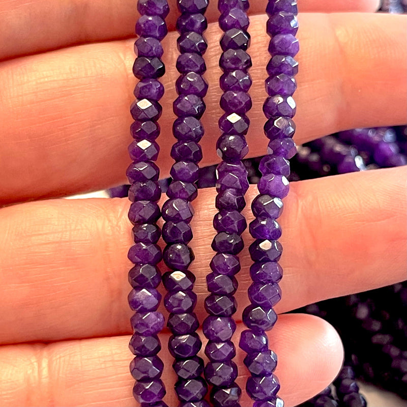 Rondelle à facettes de 4 mm de jade violet, perles de jade violet, perles de pierres précieuses, pierres précieuses naturelles