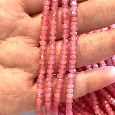 Peach Jade 4mm Faceted Rondelle, Peach Jade Beads,Gemstone Beads,Natural Gemstone