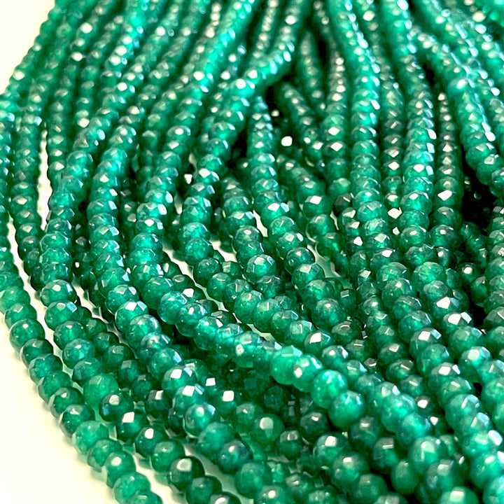 Emerald Jade 4mm Faceted Rondelle, Emerald Jade Beads,Gemstone Beads,Natural Gemstone