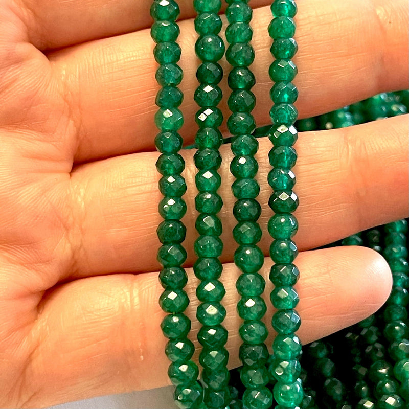 Jade émeraude 4mm Rondelle à facettes, perles de jade émeraude, perles de pierres précieuses, pierres précieuses naturelles