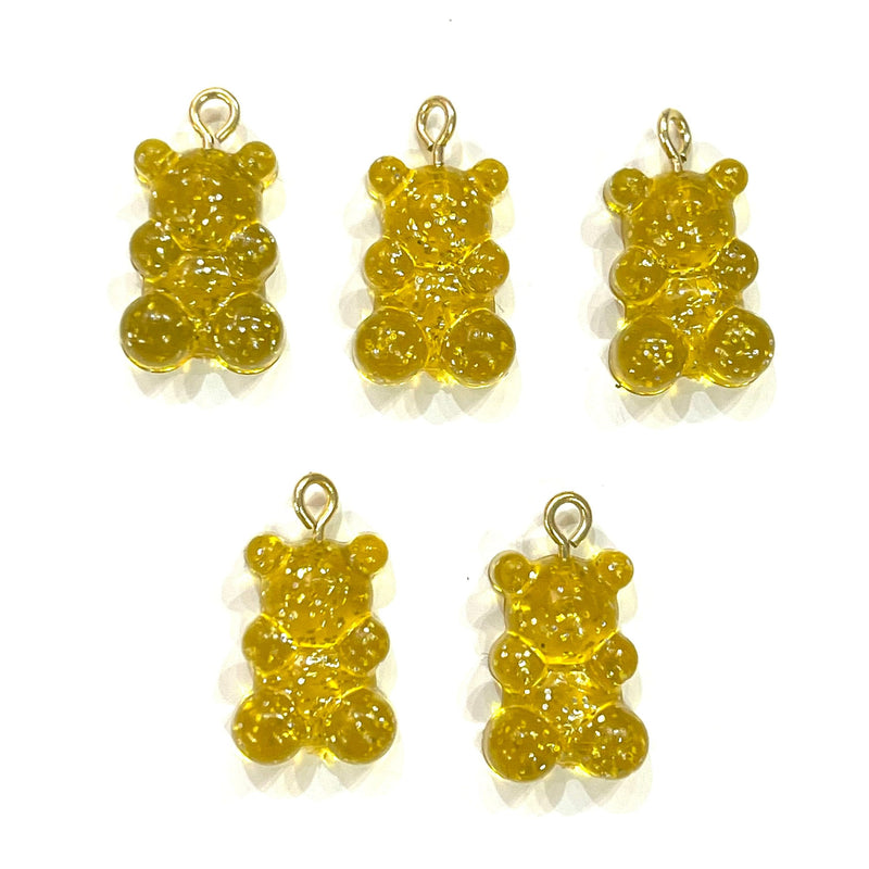 5 pcs in a pack, Jelly Bear Charms, Gummy Bear Resin With Loop, Jelly Bear Shaped Resin Charms  12x22mm,