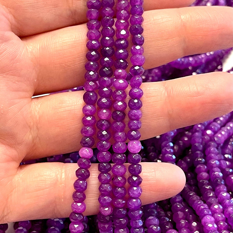 Rondelle à facettes de 4 mm de jade lilas, perles de jade lilas, perles de pierres précieuses, pierres précieuses naturelles