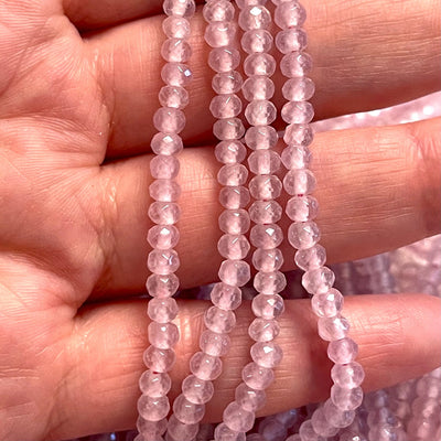Rondelle à facettes de 4 mm de jade rose, perles de jade rose, perles de pierres précieuses, pierres précieuses naturelles
