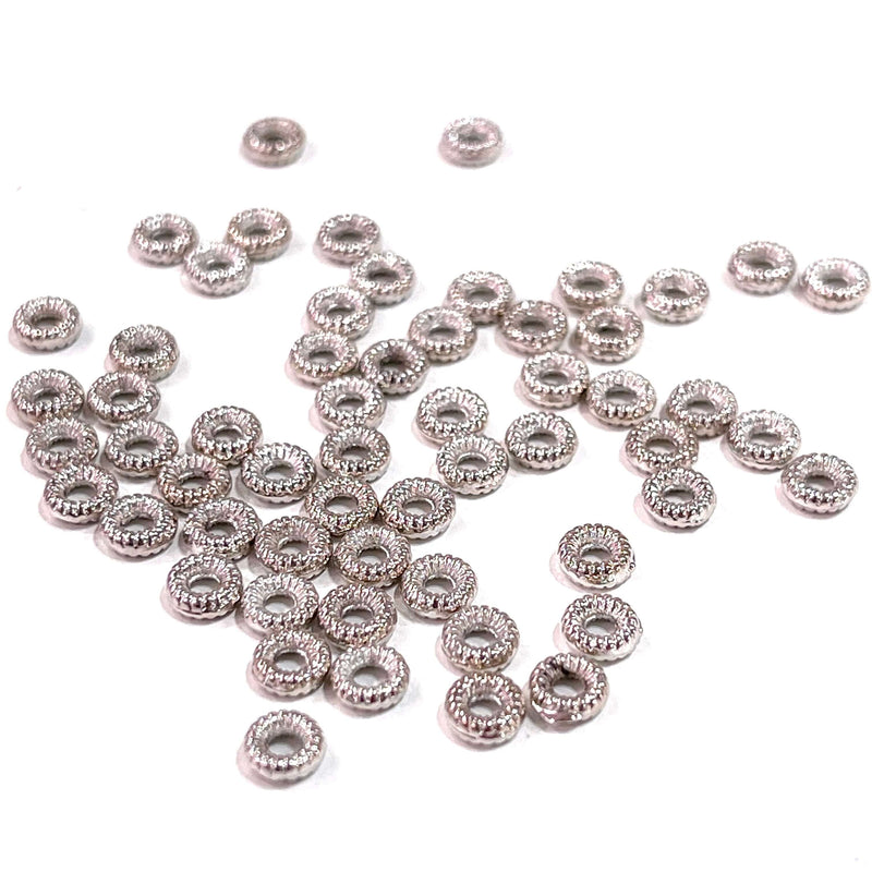 50 pcs Rhodium Wheel Spacers, 4.5mm Rhodium Plated Wheel Spacers,