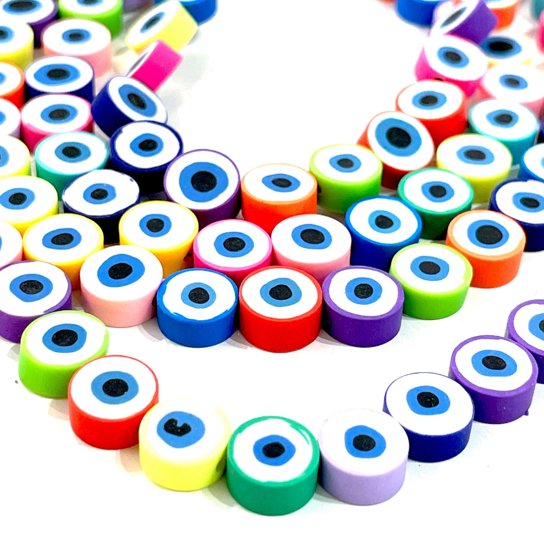 10mm Polymer Clay Flat Round Beads,10 Beads in a Pack