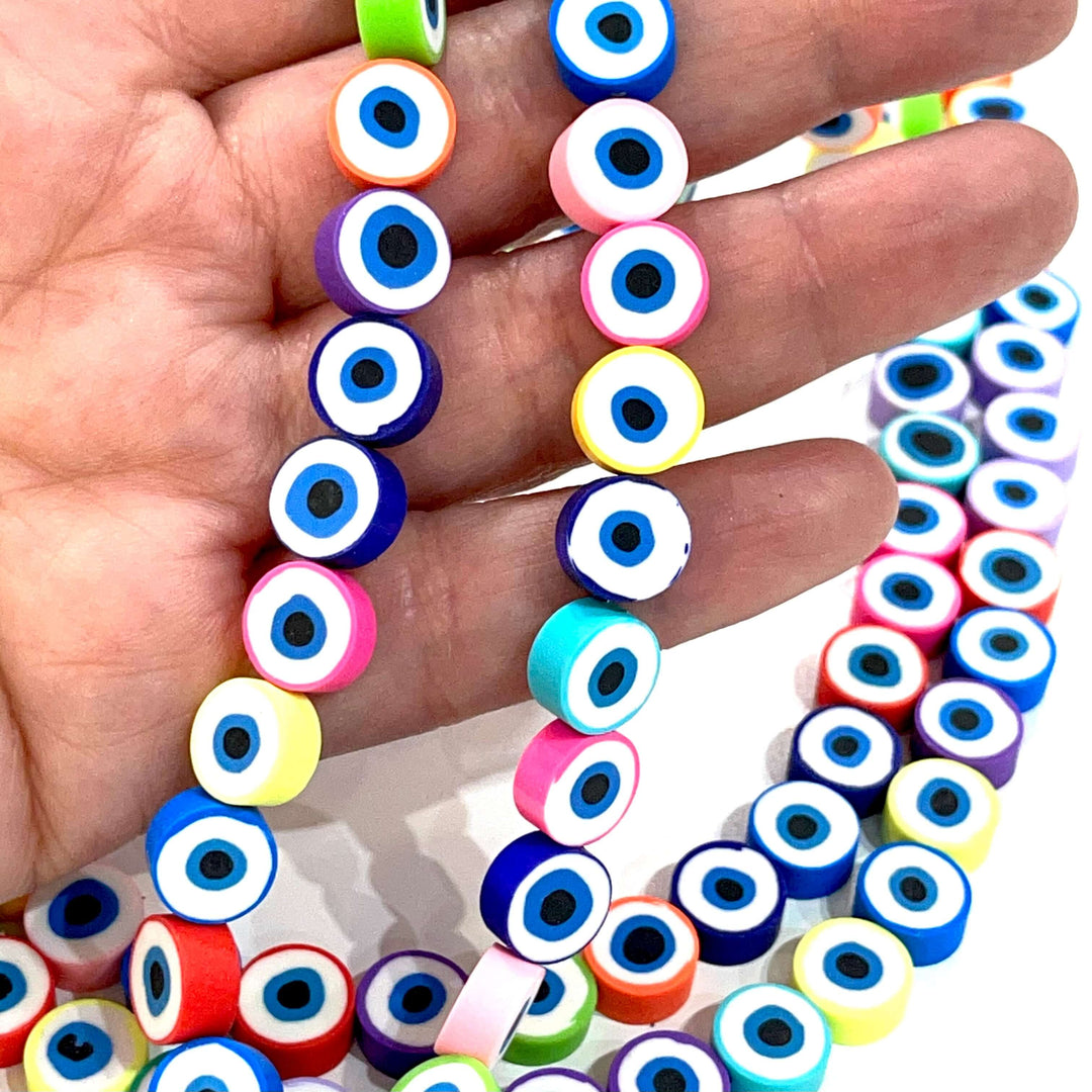 10mm Polymer Clay Flat Round Beads,10 Beads in a Pack
