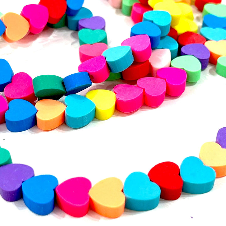 10mm Polymer Clay Hearts,10 Beads in a Pack