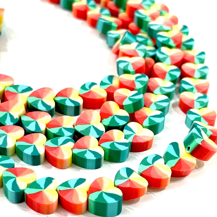 10mm Polymer Clay Hearts,10 Beads in a Pack