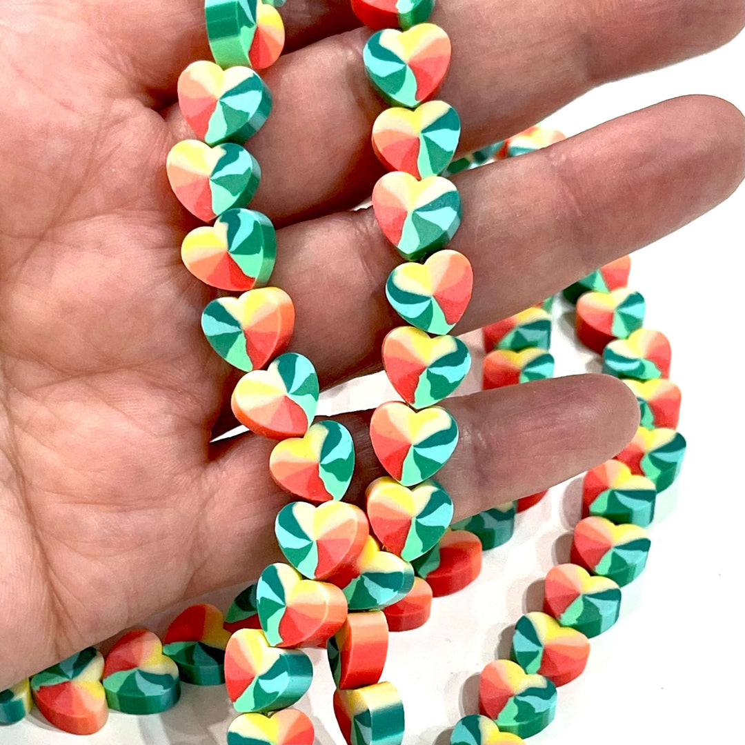 10mm Polymer Clay Hearts,10 Beads in a Pack