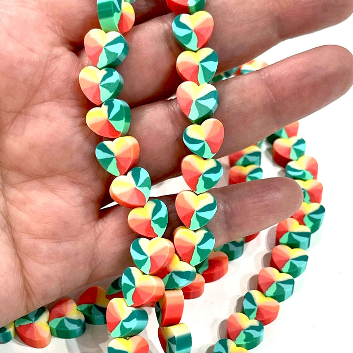 10mm Polymer Clay Hearts,10 Beads in a Pack