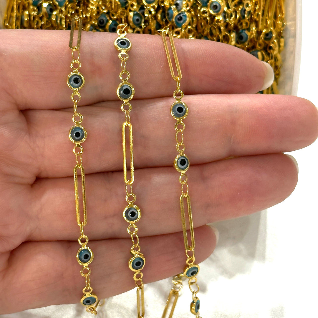 Evil Eye Rosary Chain, 24Kt Gold Plated Rosary Chain,