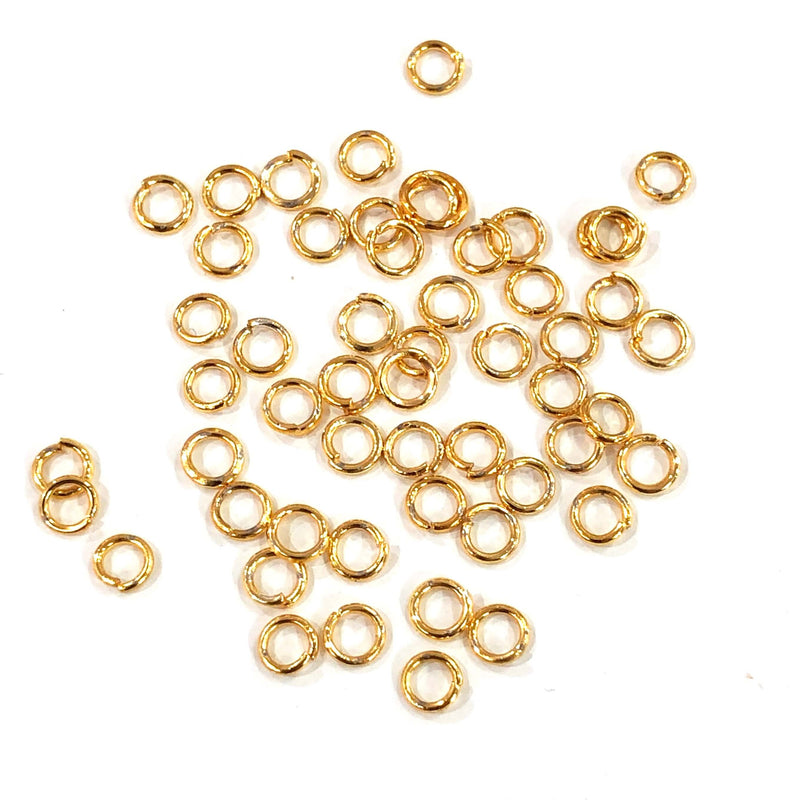 Anneaux de jonction plaqués or 24 carats, 4 mm, anneaux ouverts plaqués or 24 carats