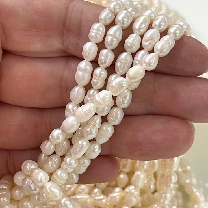 Ivory White Baroque Oval Loose Freshwater Pearls 4.5x5.5mm