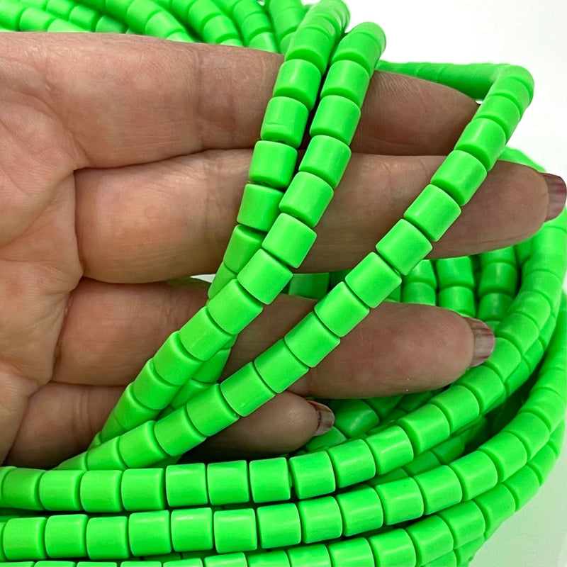 Neon Green Polymer Clay 6x6mm Beads, 6mm Polymer Clay Spacers