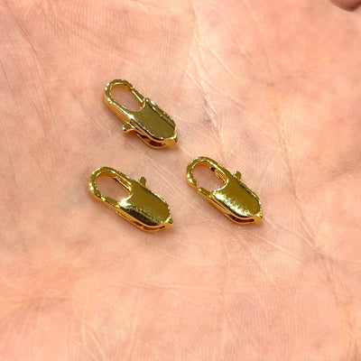 24K Shiny Gold Plated Lobster Clasps  (14mm x 5mm) 3 pcs in a pack£2.5