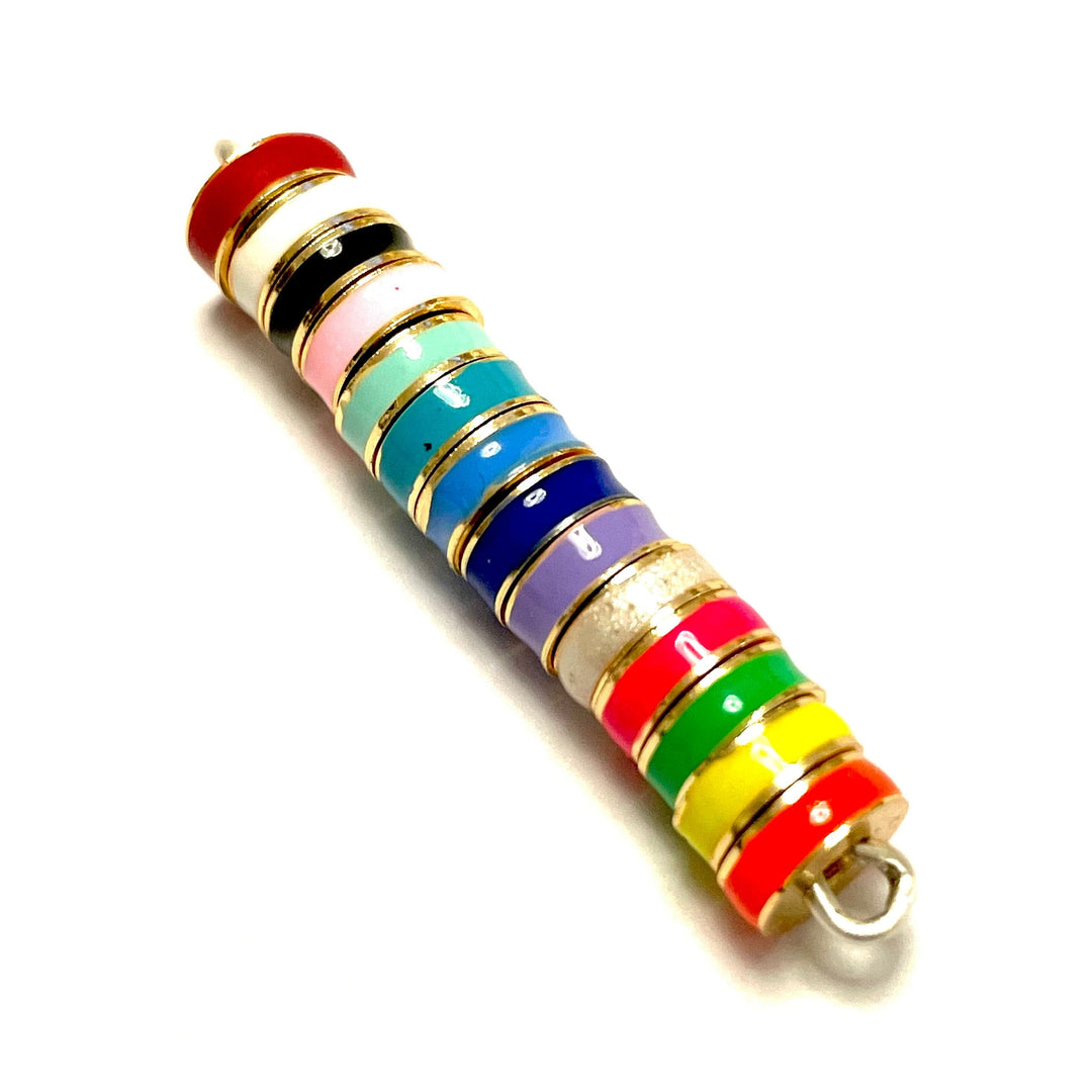 24Kt Gold Plated Mint Enamelled Large Hole Rondelle Spacers, 5 Pcs in a pack