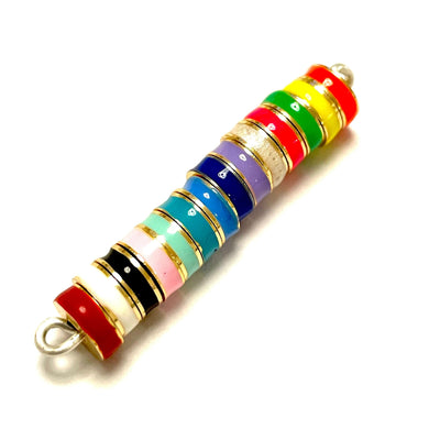 24Kt Gold Plated Neon Pink Enamelled Large Hole Rondelle Spacers, 5 Pcs in a pack