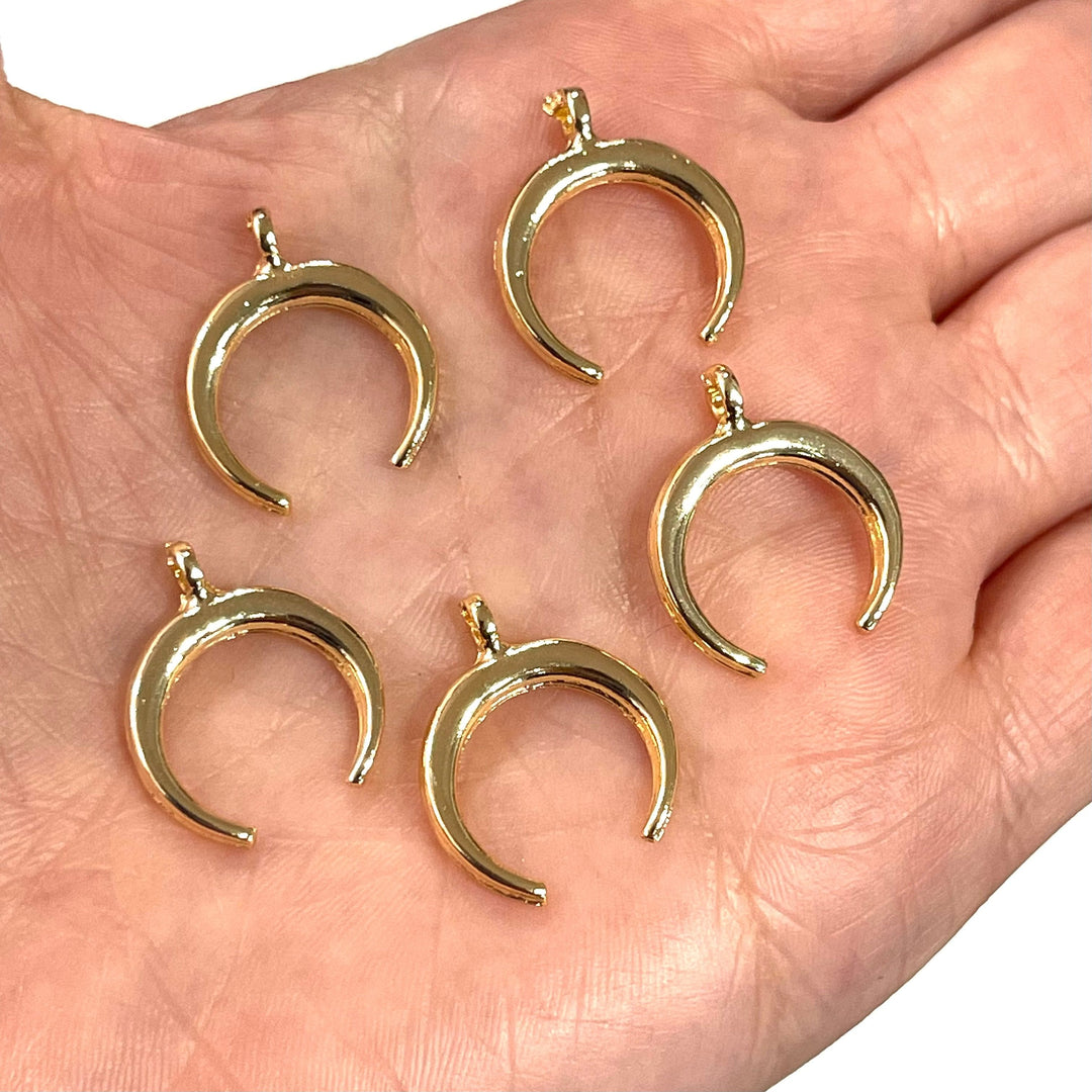 24Kt Gold Plated Crescent Charms, 5 pcs in a pack