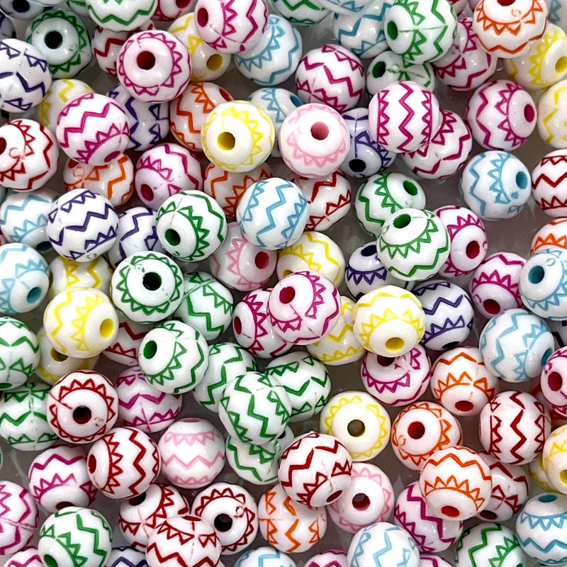 8mm Acrylic Beads, Assorted 50 Gr Pack, Approx 120 Beads