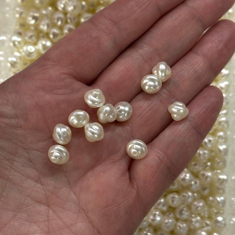 Ivory Color Acrylic Baroque Pearl 8.1x7.1mm Beads with 2mm Hole, 50 Gr Pack-240 Beads