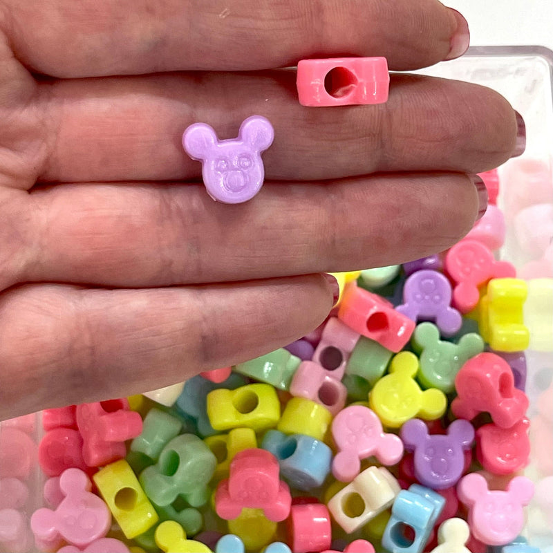 10mm Acrylic Bear Beads, Assorted 50 Gr Pack, Approx 100 Beads