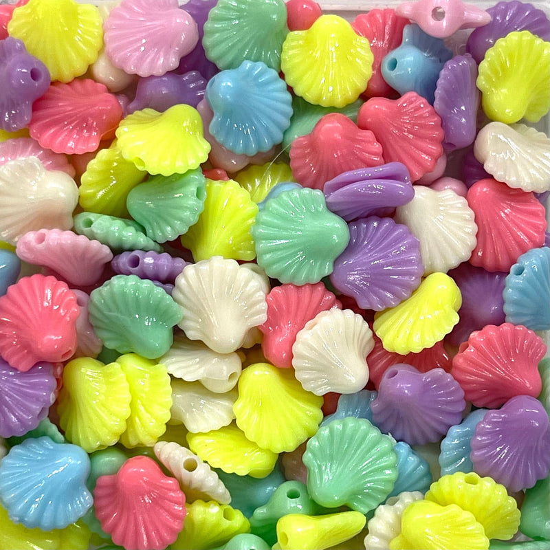 Acrylic Oyster Beads, Assorted 50 Gr Pack, Approx 115 Beads