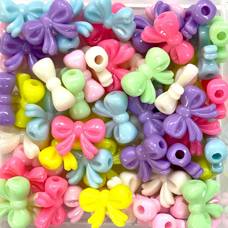 Acrylic Bow Tie Beads, Assorted 50 Gr Pack, Approx 55 Beads