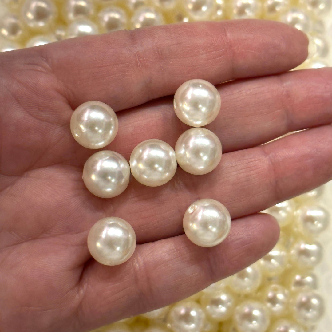 Ivory Color Acrylic Pearl Round 12mm Beads with 2mm Hole, 50 Gr Pack-60 Beads