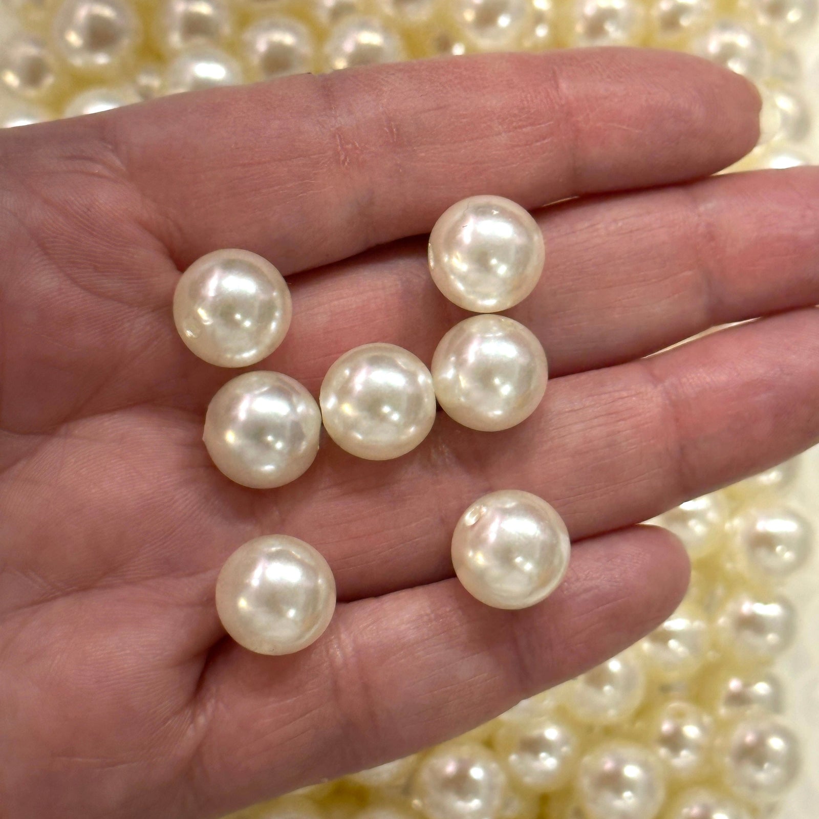 Ivory Color Acrylic Pearl Round 12mm Beads with 2mm Hole, 50 Gr Pack-60 Beads