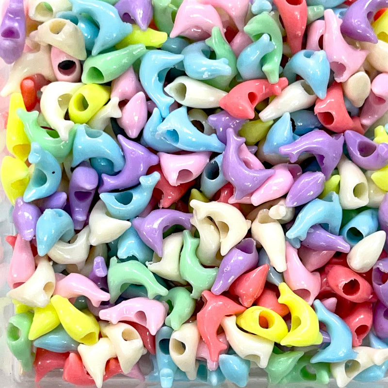 Acrylic Dolphin Beads, Assorted 50 Gr Pack, Approx 130 Beads